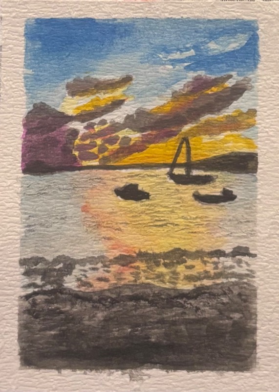 Sunset at Hadley Point, Bar Harbor Maine aceo art card