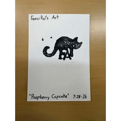 Raspberry Cupcake aceo art card thumbnail 4