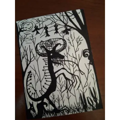 In The Woods At Night aceo art card thumbnail 3