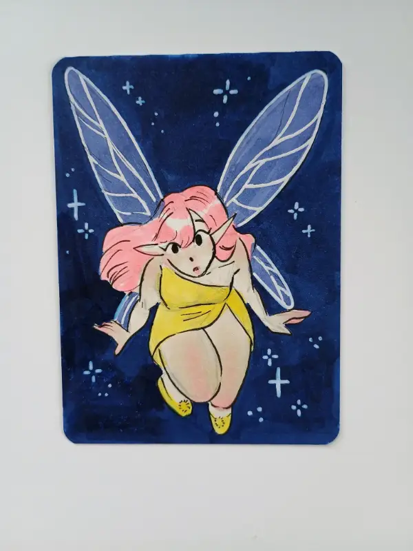 Curious Fairy aceo art card