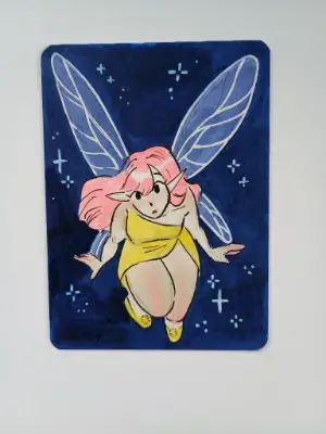 Curious Fairy aceo art card thumbnail 1