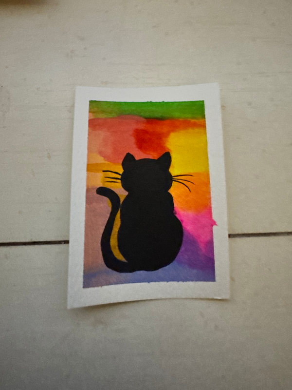 Technicolor Cat aceo art card