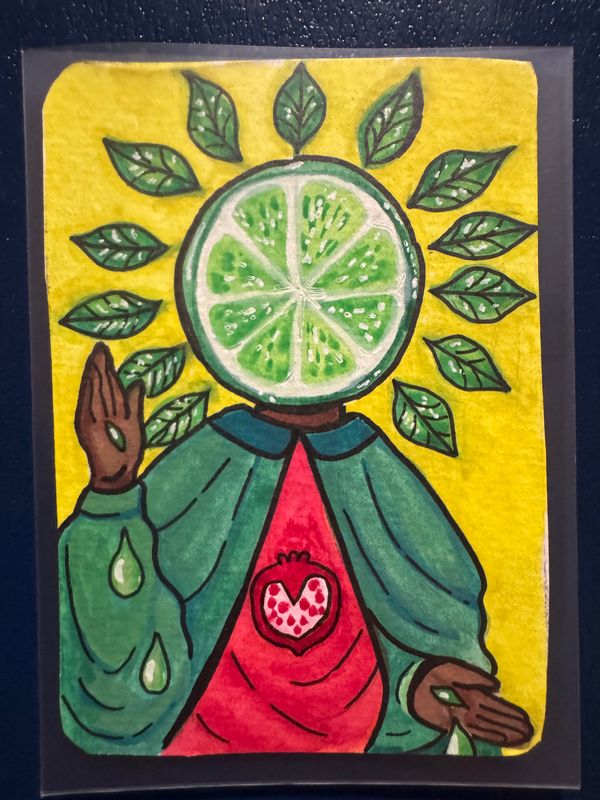 Lime Jesus aceo art card