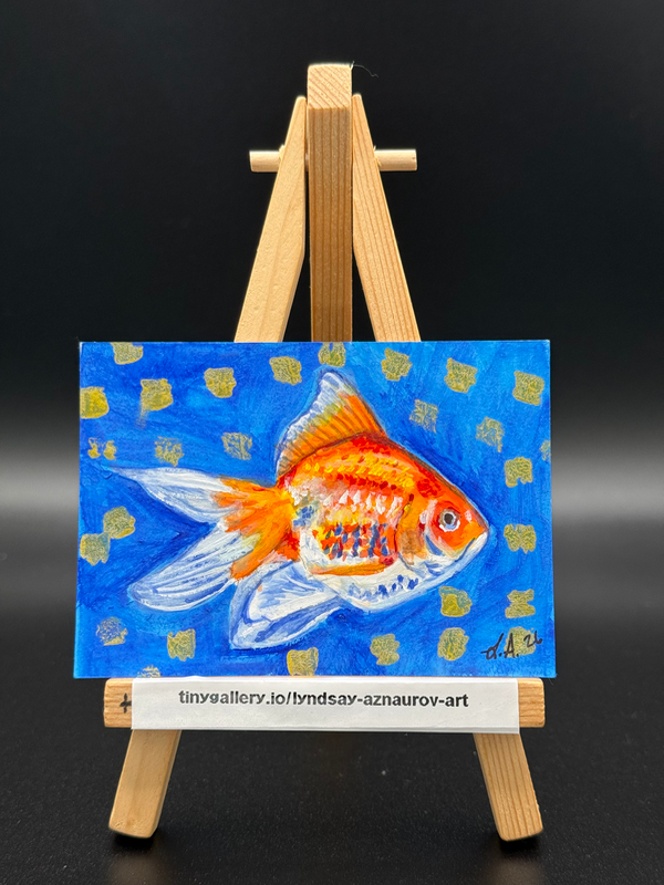 Goldfish original ACEO by Lyndsay Aznaurov aceo art card