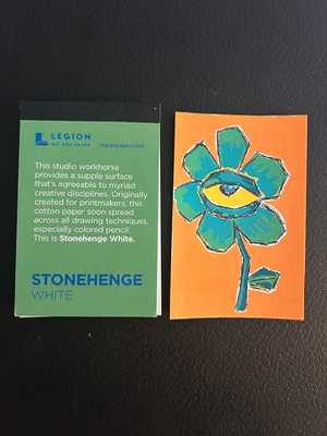 Original ACEO Card Art | Pop Art Illustration | Flower | Acrylic Medium aceo art card thumbnail 2