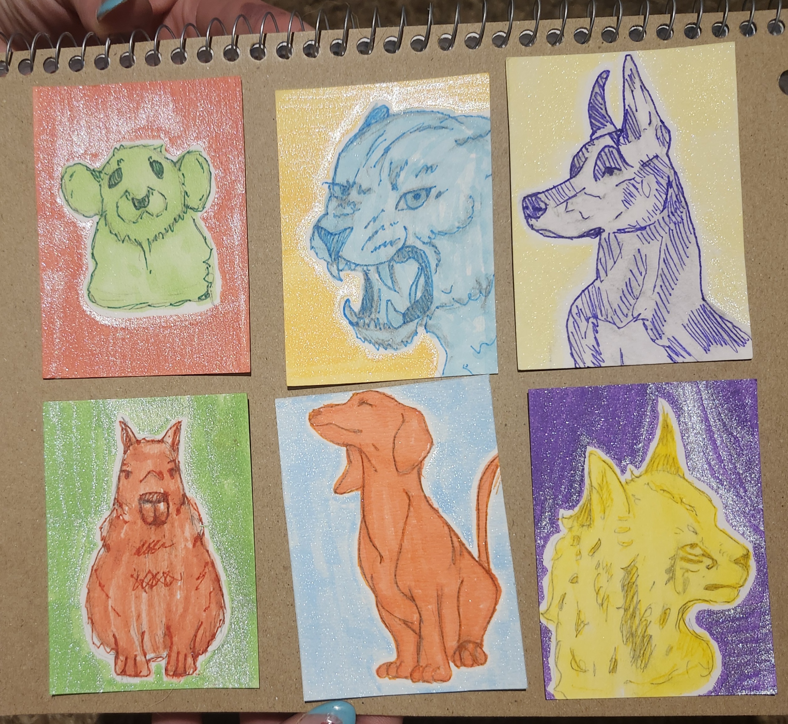 Rainbow Animals-Rat aceo art card thumbnail 2