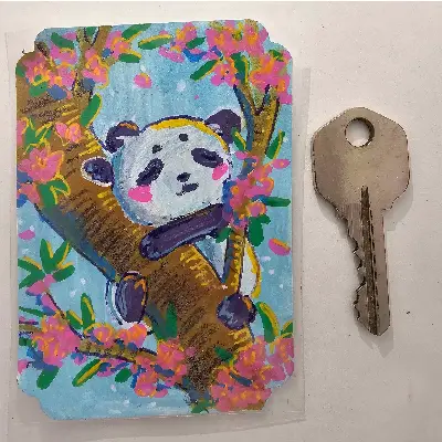Sleeping Panda aceo art card thumbnail 2