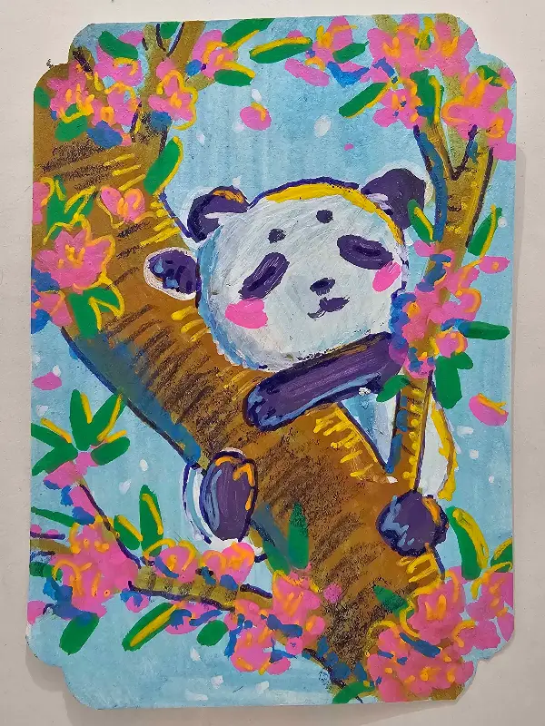 Sleeping Panda aceo art card