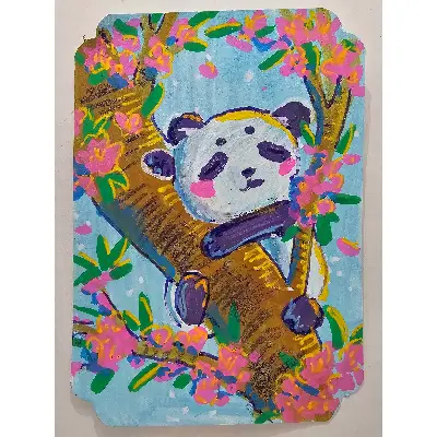 Sleeping Panda aceo art card thumbnail 1