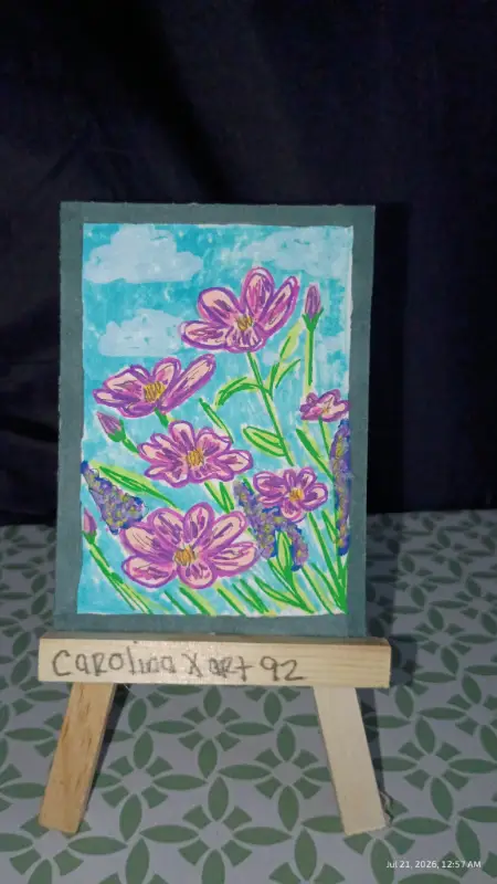 ACEO original flowers " Lily loungers" aceo art card