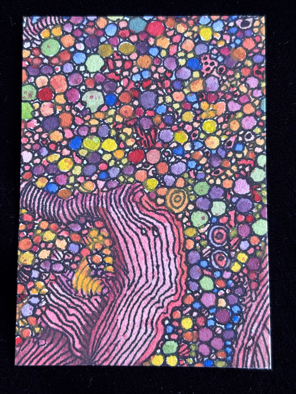 Orbs and Trees 1 aceo art card