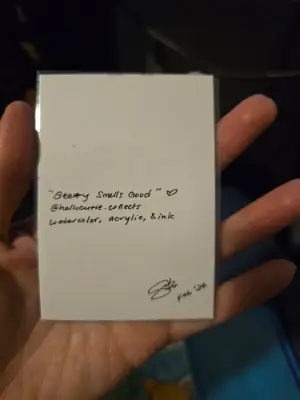 Bear-y Smells Good aceo art card thumbnail 2