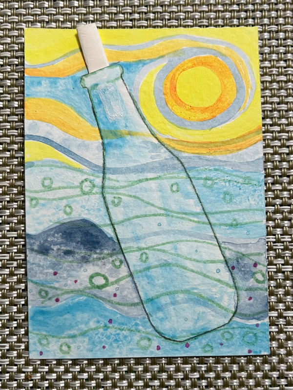 “Message in a Bottle” (#3 of 3) aceo art card