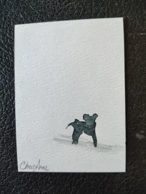 ACEO WaterColour Black Calf study by CheyAnne aceo art card thumbnail 3