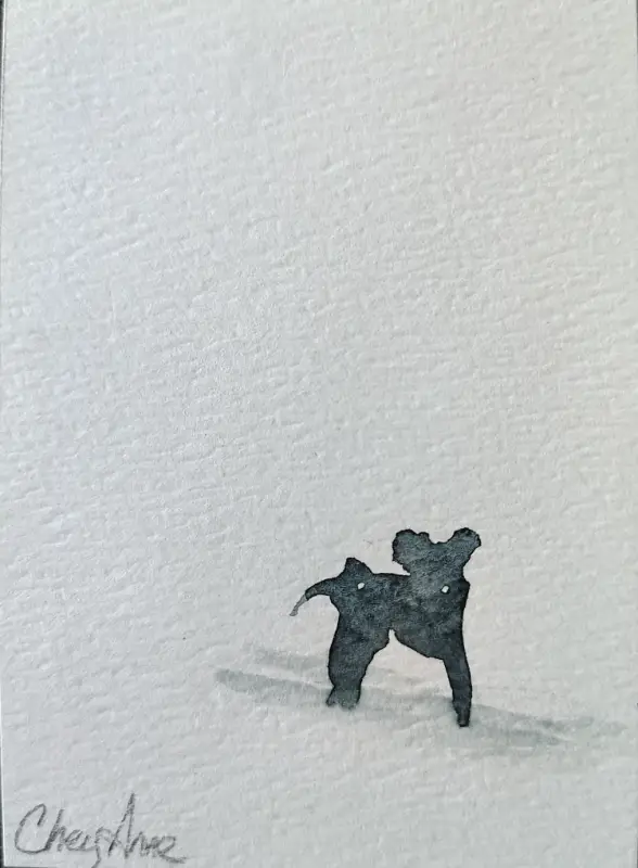 ACEO WaterColour Black Calf study by CheyAnne aceo art card