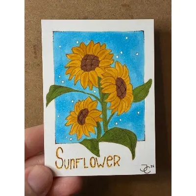 SunFlower aceo art card thumbnail 2