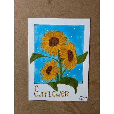 SunFlower aceo art card thumbnail 1