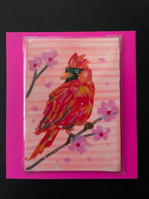 Cardinal in Pink aceo art card