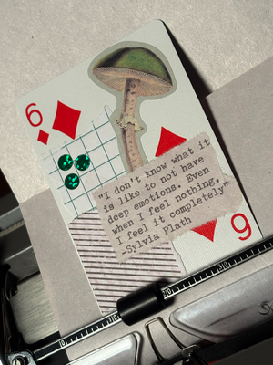 Mushroom Quote Card #99 by Mazerzine Sylvia Plath green aceo art card thumbnail 2