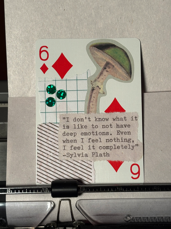 Mushroom Quote Card #99 by Mazerzine Sylvia Plath green aceo art card