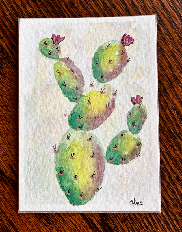 Wild Cactus aceo art card