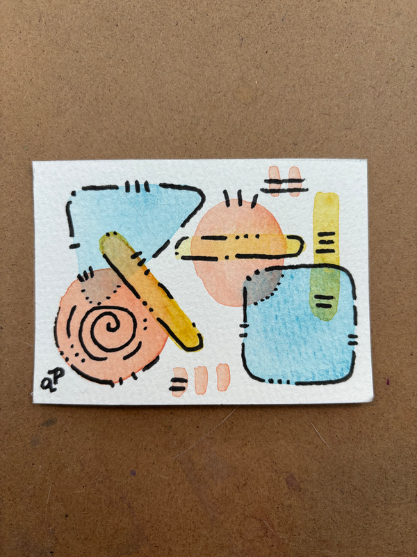 Swirl and Planet aceo art card