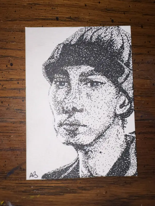 Stippling Portrait 1/3 aceo art card