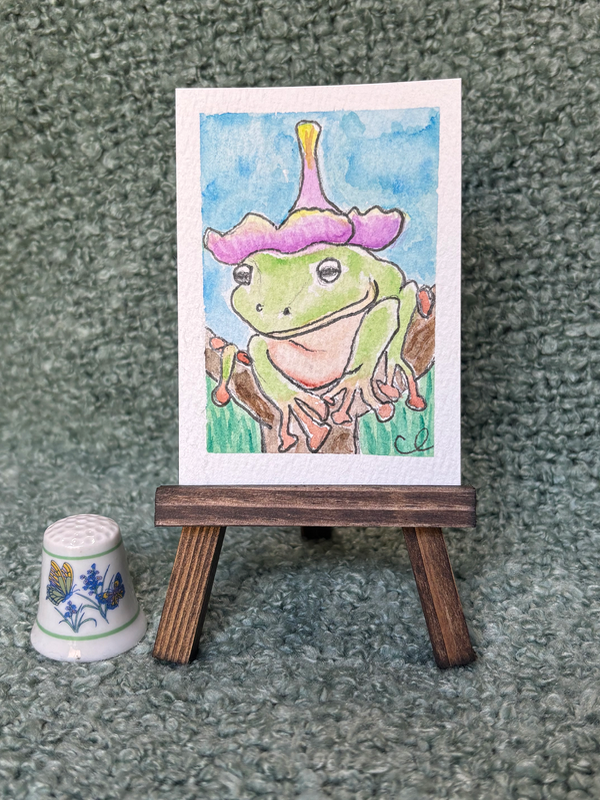 “Frog of the flower” aceo art card