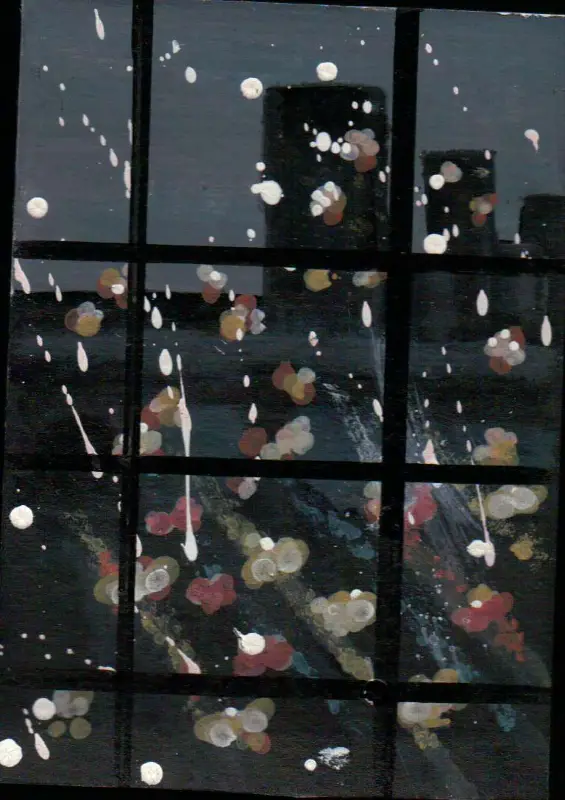 Rainy Night aceo art card