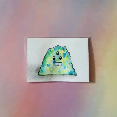 Three-eyed Silly Guy aceo art card thumbnail 2
