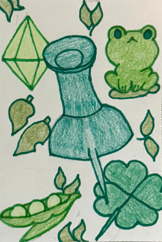Green Themed Aceo aceo art card