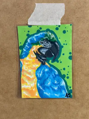 Parrot - Artist Trading Card ORIGINAL (1/1) - OilsByEast aceo art card thumbnail 1