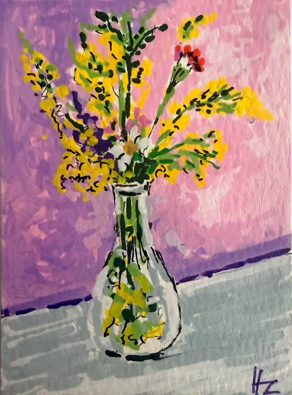 Floral Stillness Series – Seven Original ACEO - painting 1 of 7 - Botanical aceo art card