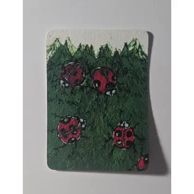 Ladybugs / Trees aceo art card thumbnail 1