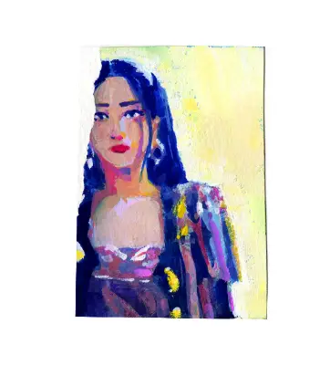 Jisoo from BLACKPINK - gouache study aceo art card thumbnail 1