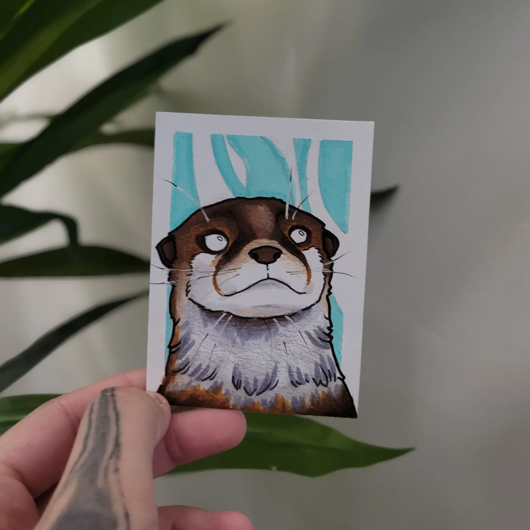 Otter aceo art card