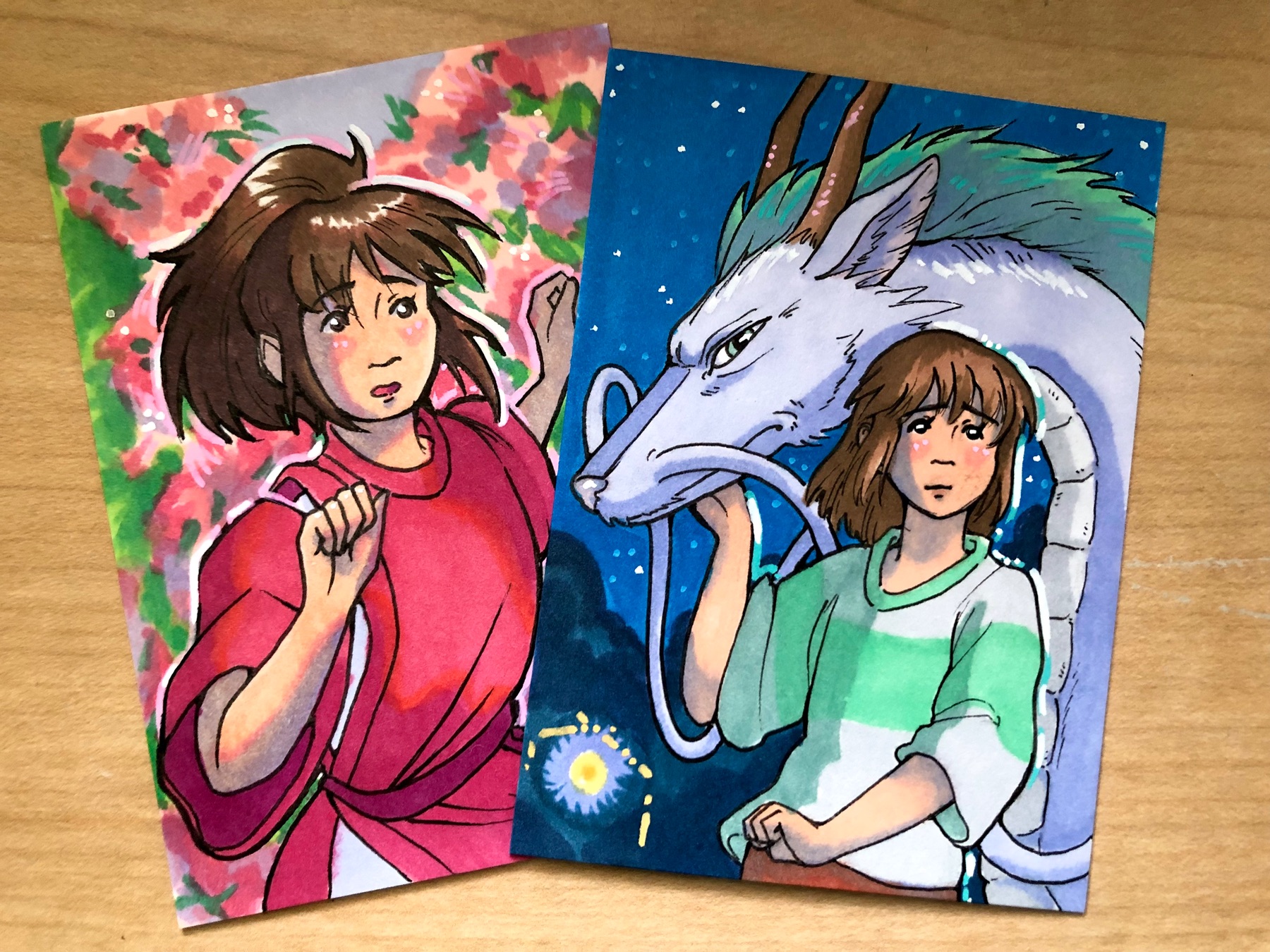 Spirited Away Bundle: “Chihiro” and “Haku and Chihiro” aceo art card