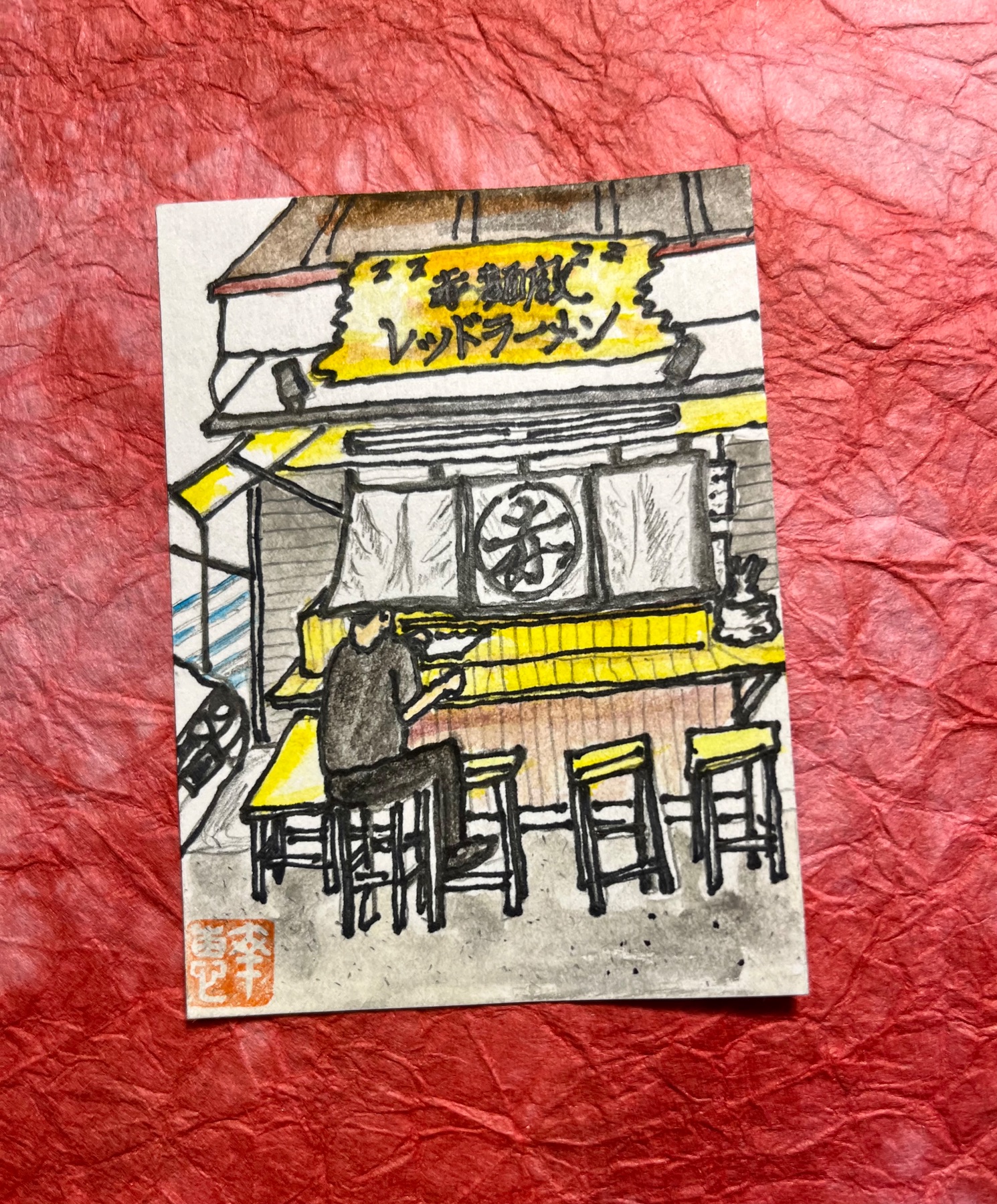 Street Ramen stall in Japan - Yatai aceo art card