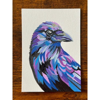Steadfast, Crow aceo art card thumbnail 1