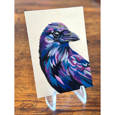 Steadfast, Crow aceo art card thumbnail 2