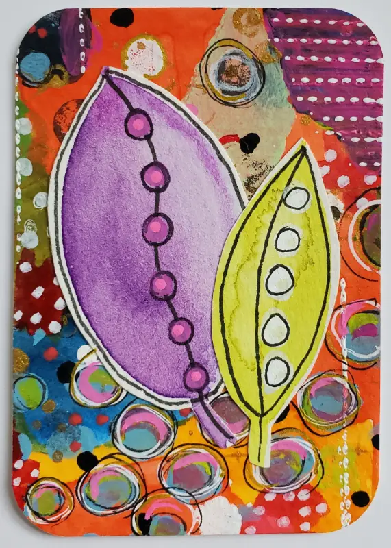 Happy Leaves aceo art card