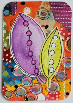 Happy Leaves aceo art card thumbnail 1