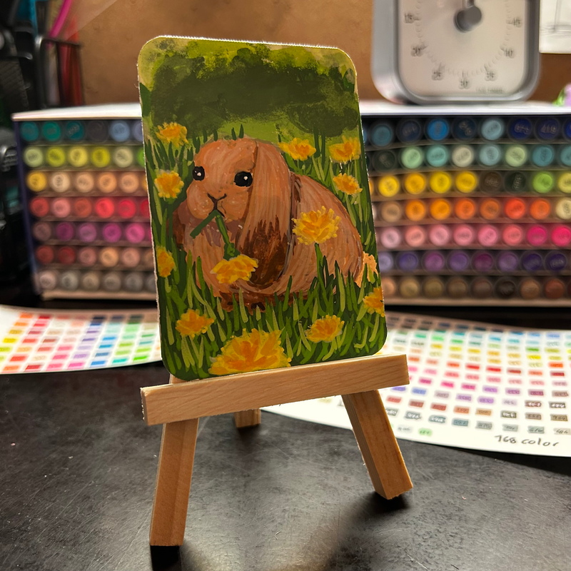 ACEO Art Card original “Prairie Bunny” #3 of “Lively Bunnies” aceo art card