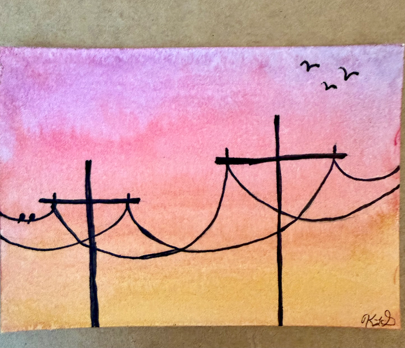 Sunset Lines - Watercolor ACEO aceo art card