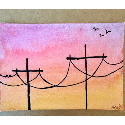 Sunset Lines - Watercolor ACEO aceo art card thumbnail 1