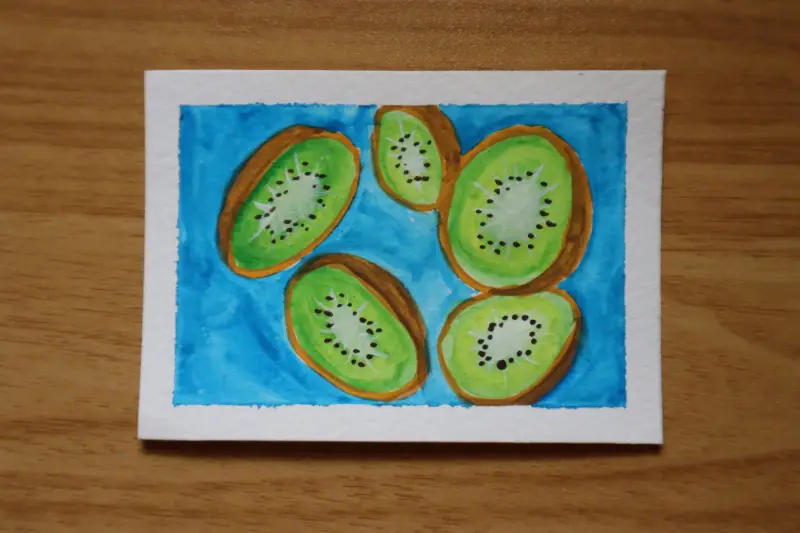 "5 lil kiwis" aceo art card