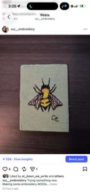 Bee ACEO aceo art card thumbnail 1