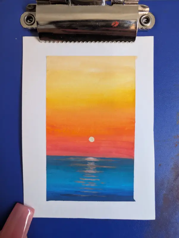 Sunset on the Ocean - mini painting 2x3 aceo art card