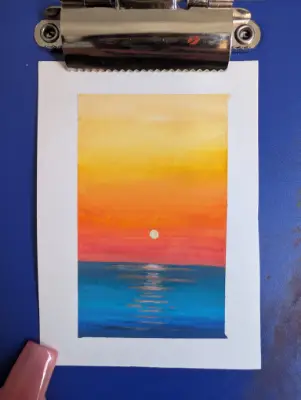 Sunset on the Ocean - mini painting 2x3 aceo art card thumbnail 1