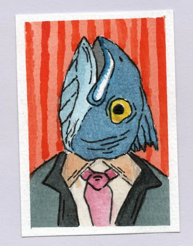 Sir Henry Sardine Frankenfish aceo art card